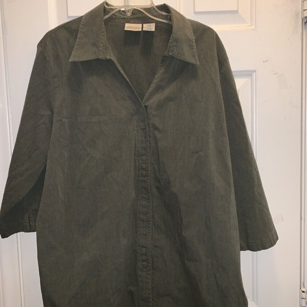 St‎ John’s Bay Vintage Women’s Snap Button 3/4 Sleeve Shirt 24W